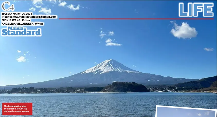  ?? The breathtaki­ng view of the iconic Mount Fuji during the winter season ??