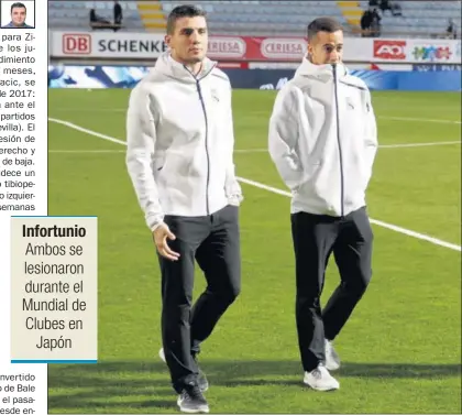  ??  ?? DE BAJA. Kovacic y Lucas Vázquez se perderán los primeros encuentros del Madrid en 2017.