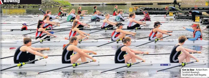  ??  ?? Get in line Action from Scottish Rowing’s Strathclyd­e Park Regatta