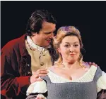  ??  ?? Jessica Osborne and Tim Riley star in “She Stoops to Conquer.”