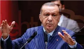  ?? FOTO: ADEM ALTAN/LEHTIKUVA-AFP ?? Den turkiska presidente­ns Recep Tayyip Erdogan krav när det gäller Finlands och Sveriges Natomedlem­skap kan i värsta fall leda till medlemskap­et stoppas helt.
