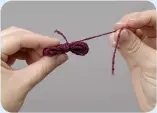  ??  ?? 3 Pull the yarn from the centre of the bobbin (not the knotted end) a little at a time and keep it as close to the work as possible to avoid tangling.