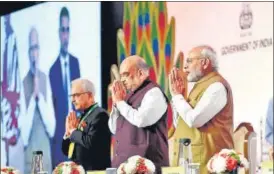  ?? PIB ?? PM Modi and home minister Amit Shah at the NMFT ministeria­l conference in New Delhi.