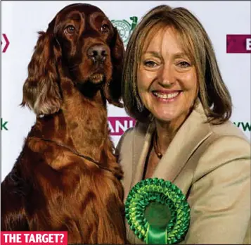  ??  ?? THE TARGET?
Noodle, pedigree name Thendara Pot Noodle, at Crufts with co-owner Dee Milligan-Bott