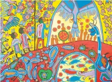  ?? ADRIAN WYLD, CP FILES ?? A fragment of artist Norval Morrisseau’s painting Androgyny. The genre is known as the Woodland School of Art,