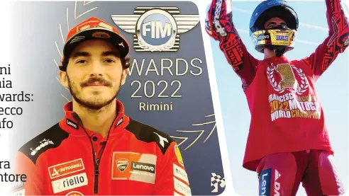  ?? GeTTY ?? Pecco Bagnaia 25 anni ieri a Rimini e più a destra nel giorno del Mondiale