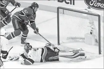  ?? [PAUL CHIASSON/THE CANADIAN PRESS] ?? Montreal’s Jonathan Drouin scores past New York goaltender Thomas Greiss during Thursday’s game.