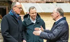  ?? SASCHA FROMM ?? Vor der Debatte stand ein Besuch auf der Wartburg an für Friedrich Merz (links), Mario Czaja und Rainer Haseloff (rechts).