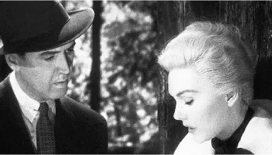  ?? Handout ?? James Stewart and Kim Novak in director Alfred Hitchcock’s Vertigo, a 1958 classic.