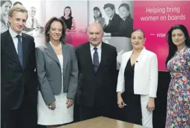  ??  ?? (from left) HSBC Malta CEO Andrew Beane, Women Directors Malta President Michelle Gialanze, HSBC Malta Chairman Sonny Portelli, Women Directors Malta committee member Maria Cassar, and HSBC Malta HR Project Manager Loredana Mallia at the agreement...