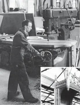  ?? ?? Wilf Toms working on the Speaker’s chair
Speaker’s Chair at H H Martyn’s Workshop