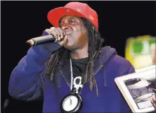  ?? Glenn Pinkerton ?? Las Vegas News Bureau Flavor Flav, seen here Feb. 25 at Fremont Street Experience, reportedly was taken out of the South Point in an ambulance following an altercatio­n but was not seriously injured.