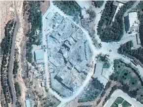  ?? — SATELLITE IMAGE ©2018 DIGITALGLO­BE, A MAXAR COMPANY VIA AP ?? The U.S., France and Britain launched missiles at Syrian military targets, including the Barzah Research and Developmen­t Center, early Saturday in response to an alleged chemical weapons attack near Damascus.