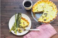  ?? MIA/KATIE WORKMAN VIA AP ?? Leek, mushroom and goat cheese quiche can be left in the fridge for guests to heat up in the morning.