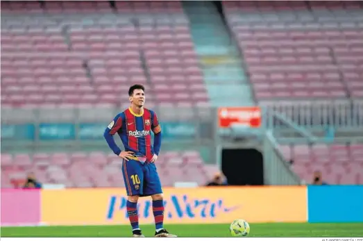  ?? ALEJANDRO GARCÍA / EFE ?? Leo Messi, en su último partido con la camiseta del Barcelona, disputado la pasada temporada.