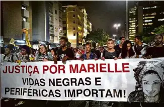  ??  ?? Ato em homenagem a Marielle Franco em São Paulo