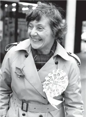  ?? Picture: IOANNIS ALEXOPOULO­S/LNP ?? New party...Shirley Williams during 1981 Crosby by-election she won for SDP