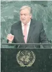  ?? — Reuters ?? Antonio Guterres addresses the UN General Assembly at UN headquarte­rs in New York on Tuesday.