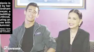  ?? — SCREENSHOT FROM THE BOY ABUNDA TALK YOUTUBE CHANNEL ?? Melanie is joined by her son, Abraham Lawyer, a budding heartthrob, during an interview with this columnist.