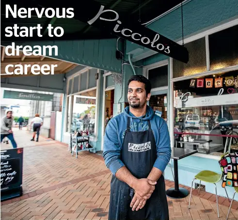  ?? DAVID UNWIN/STUFF ?? Sam Taluar is the new owner at Cafe Piccolo’s in Feilding. When he signed the contract he had no idea a pandemic was about to strike.