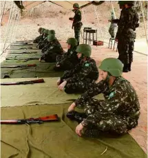  ?? Tiro de Guerra de Americana no Facebook ?? Treinament­o no Tiro de Guerra em Americana, no interior de SP, durante a pandemia