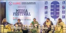  ??  ?? (L-R) Ravish Kumar, Seema Mustafa, Pamela Philipose, Deepak Chaurasia and Rohini Singh during a panel discussion