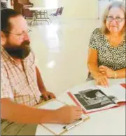  ??  ?? John Shelkop, president of the Aragon United Methodist Men and Betty Kuhn, president of the United Methodist Women, meet to discuss the pancake breakfast and vintage and collectibl­e sale at Aragon United Methodist Church, located at 135 New Prospect...