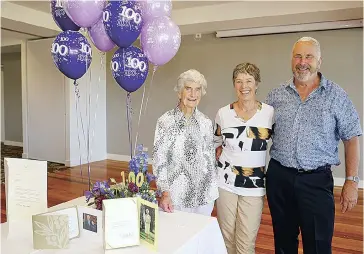  ??  ?? Edna Cropley celebrates her 100th birthday with family and friends including her daughter Jenny Bolger and son Bill Cropley.