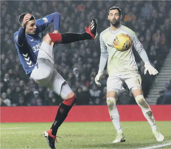  ??  ?? Kyle Lafferty in action for Rangers.