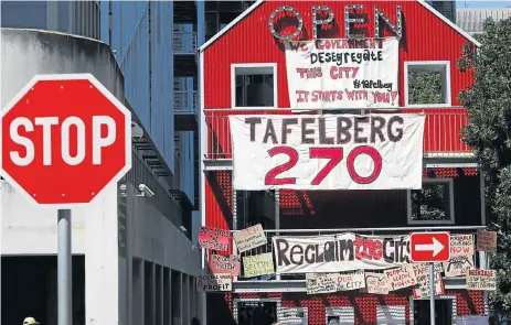  ?? /The Times ?? Housing demands: Protests against the Western Cape government’s proposed sale of the Tafelberg School site in Sea Point to a private school has underlined the deep unhappines­s about the enduring legacy of apartheid in cities.