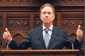  ?? Jessica Hill / Associated Press file photo ?? Gov. Ned Lamont delivers the State of the State during opening session at the State Capitol on Feb. 5, 2020.