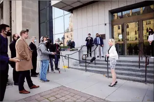  ?? CP PHOTO SEAN KILPATRICK ?? Conservati­ve Deputy Leader Candice Bergen speaks to media as she arrives at a caucus meeting in Ottawa on Tuesday.