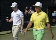  ?? PHELAN M. EBENHACK — THE ASSOCIATED PRESS ?? David Lingmerth, left, of Sweden, and Rickie Fowler walk to the 10th tee after making their putts on the ninth green during the third round of the Arnold Palmer Invitation­al golf tournament in Orlando, Fla., March 18.