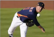  ?? LYNNE SLADKY — THE ASSOCIATED PRESS, FILE ?? Astros starting pitcher Zack Greinke throws during the first inning of the team’s spring game against the Marlins on Friday in West Palm Beach, Fla.
