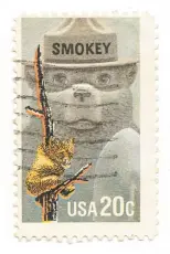  ?? SHUTTERSTO­CK ?? Postage stamp circa 1984 commemorat­ing the 40th anniversar­y of the U.S. Forest Service mascot, Smokey Bear.