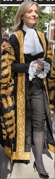  ??  ?? Ceremony: Liz Truss in her robes yesterday