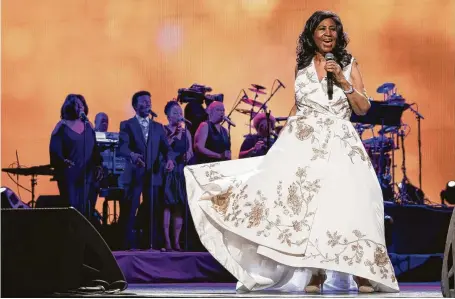  ?? Charles Sykes / Associated Press ?? “She played piano like a fiery angel lived inside her, and when she started singing the crowd literally gasped,” music-industry veteran Bill Bentley says of Aretha Franklin (shown at Radio City Music Hall in 2017). Franklin died Thursday at 76.