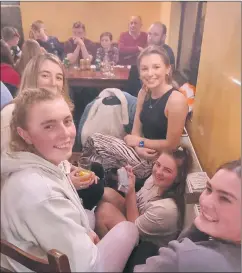 ?? ?? Linda O’Donnell, Caoimhe Galvin, Sarah Mai Clancy, Laura Hayes and Áine Twomey looked like they enjoyed the recent table quiz.
