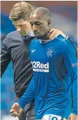  ??  ?? Rangers boss Steven Gerrard with Glen Kamara.