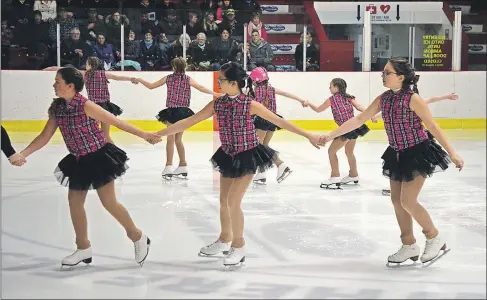  ?? KIRK STARRATT ?? Members of the Kentville Silver Gliders’ beginner synchroniz­ed skating team Revolution perform prior to the club’s presentati­on of Beauty and the Beast.