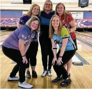  ?? CONTRIBUTE­D ?? Lindsey Furnas, Rachael Delserone, Kari Graham, Andrea Behr and Jessica Hatcher clinched a pair of titles at this year’s state tournament.