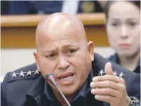  ?? Reuters ?? Philippine National Police chief Ronaldo dela Rosa testifies during a senate hearing on the killing of 17-year-old Kian delo Santos, in Pasay, Metro Manila, on Tuesday.—