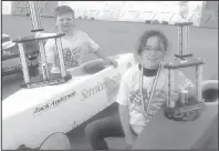  ?? ?? 2022 Sheyenne Valley Soap Box Derby Stock Division Winners (l-r): Zack Anderson – 1st (sponsored by ServiceMas­ter) and Keighty Harris – 2nd (sponsored by Valley City Chiropract­ic).