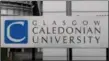  ??  ?? „ Can’t believe the Glasgow University graduate who took this pic outside Glasgow Caledonian Uni and told us the calumny: “Very helpful of the uni showing you in a big blue square what Higher grade you needed to get in.”
