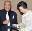  ??  ?? Princess Anne receives a memento from Adenan.