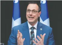  ?? JACQUES BOISSINOT/THE CANADIAN PRESS ?? Education Minister Jean-françois Roberge announces the models to reopen schools in Quebec.