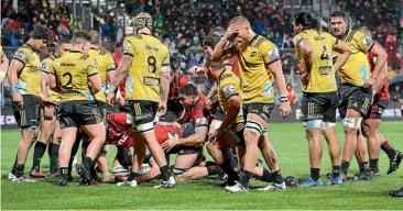  ??  ?? Friday was an unhappy night for captain Brad Shields and the Hurricanes.