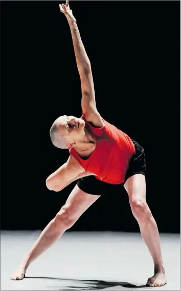  ?? PHOTOS: GERRY KAHRMANN/ PNG ?? Barbara Bourget, 61, performs a solo dance to music composed by her son, musician Joseph Hirabayash­i, 25, in A Simple Way.