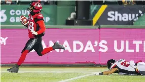  ?? GAVIN YOUNG ?? Calgary Stampeders return man Terry Williams stole all the momentum from the Ottawa Redblacks when he returned a punt 97 yards for a touchdown Sunday.