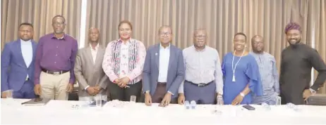  ??  ?? L-R: Joshua Ajayi, publisher, Brand Communicat­or; Tade Adekunle, president, EXMAN; Jonadab Egbowon, representa­tive, MIPAN; Sussie Ngozi Agbo, head, planning, research and strategy, APCON; Tunji Adeyinka, chairman, Advertisin­g Week Africa; John Ehiguese, representa­tive, PRCAN; Hannah Oyebanjo, managing director, Redwood Consulting; Anietie Udoh, representa­tive, Marketing Edge; Gbonju Akingbade, managing partner, Image and Time, at the inaugural meeting of the Advisory Council for Advertisin­g Week Africa in Lagos, Pic by Pius Okeosisi